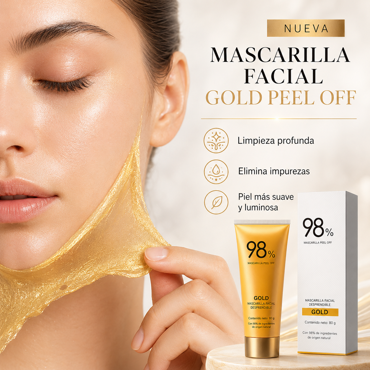 Mascarilla Facial Gold Peel Off — Limpieza y Luminosidad