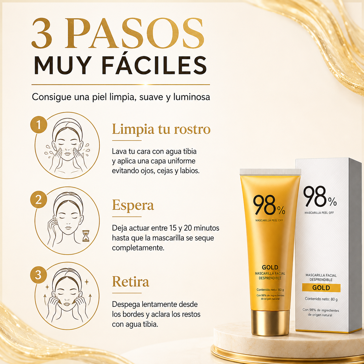 Mascarilla Facial Gold Peel Off — Limpieza y Luminosidad