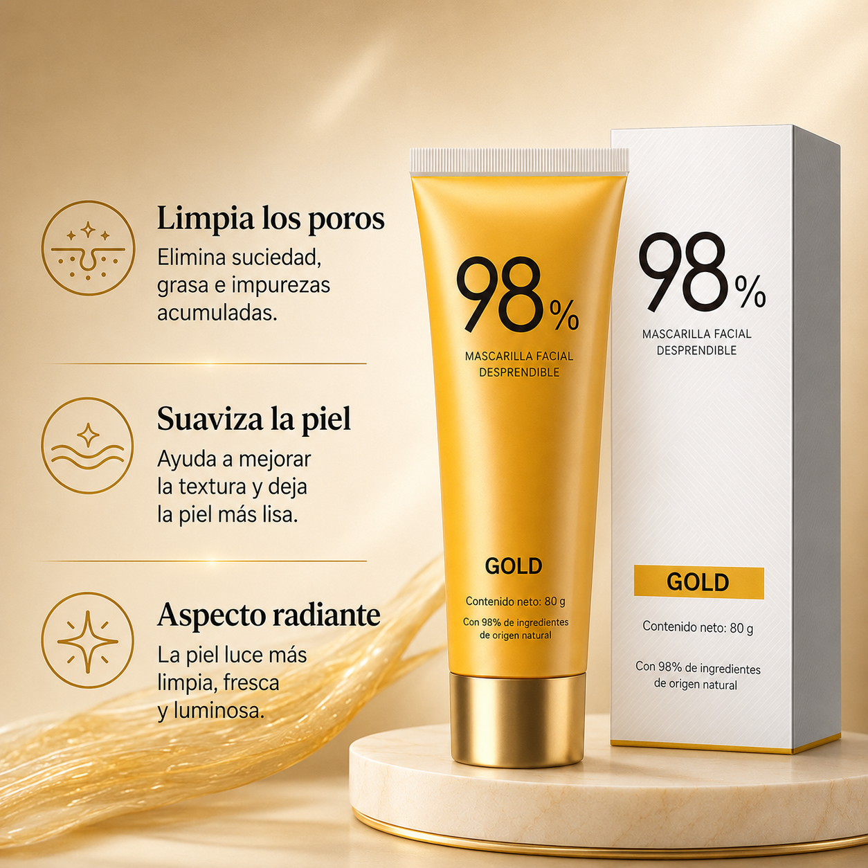 Mascarilla Facial Gold Peel Off — Limpieza y Luminosidad