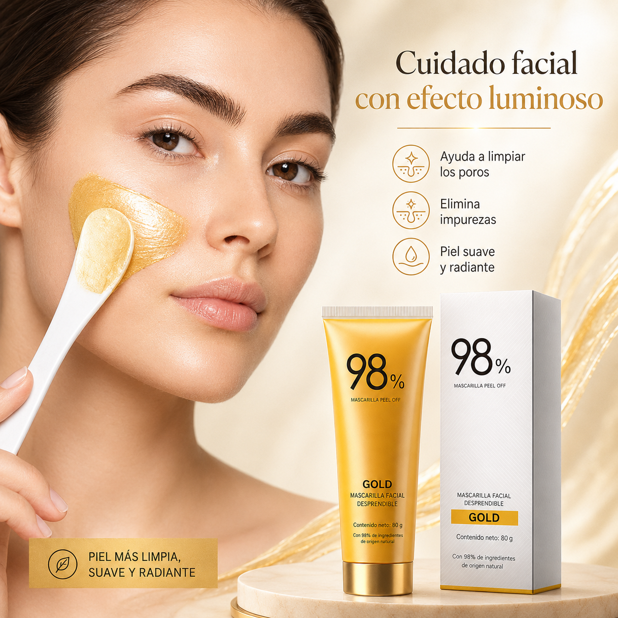 Mascarilla Facial Gold Peel Off — Limpieza y Luminosidad