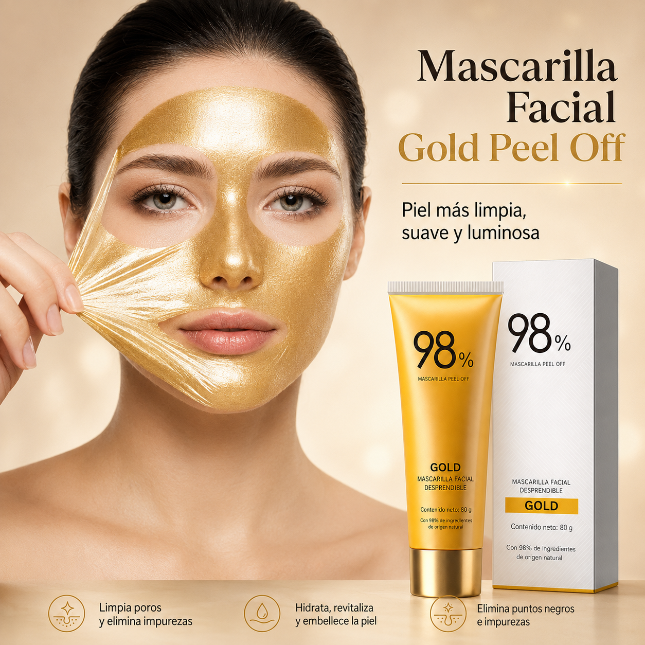 Mascarilla Facial Gold Peel Off — Limpieza y Luminosidad
